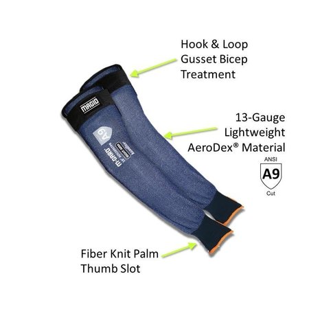 Magid MGARD AeroDex ADS 18 13Ga Extremely Lightweight Cut Resistant Sleeve W Thumb Slot, Cut Level A9 ADS189STPR